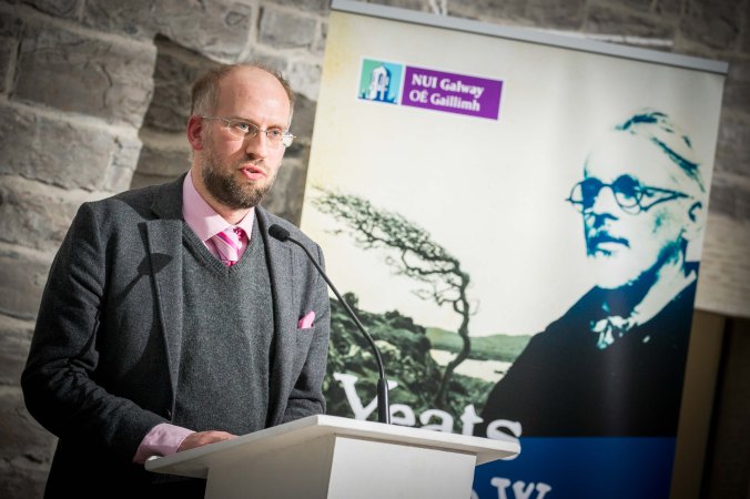 Dr Adrian Paterson – NUI Galway and curator of the exhibition, speaking at the NUI Galway Launch of Yeats & the West Exhibition at The Model, Sligo. Photo: James Connolly 24MAR16